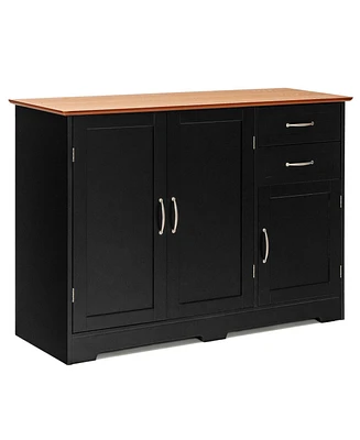 Buffet Storage Cabinet with 2-Door and 2 Drawers-Black