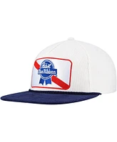 Lids Men's White/Navy Pabst Blue Ribbon Corduroy Rope Golf Snapback Hat