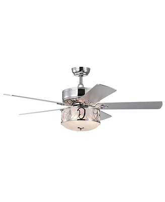 52 Inch Ceiling Fan with Light Reversible Blade and Adjustable Speed-Silver