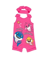 Baby Shark Girls Pinkfong Snap Romper and Headband
