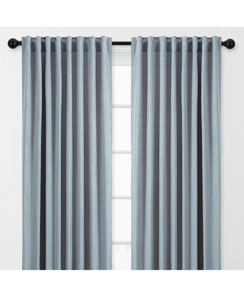 Chanasya Premium 2-Panel Classy Embossed Floral Textured Curtains - Back Tab, Ring Tab for Windows Living Room Bedroom