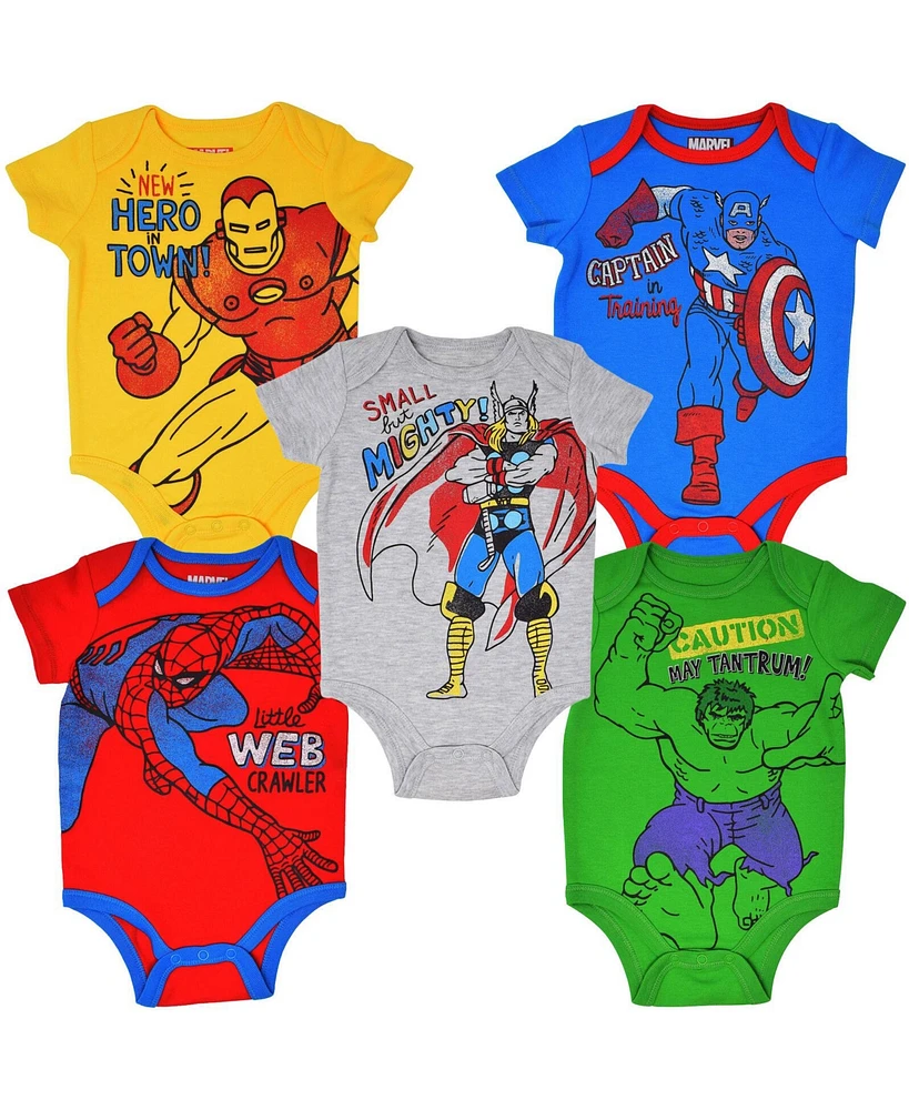 Avengers Baby Boys Spider-Man 5 Pack Bodysuits