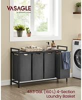 Laundry Hamper with 4 Removable Bags and Rolling Frame for Easy Sorting