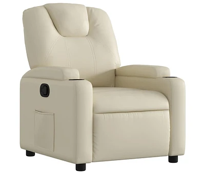 Recliner Chair Cream Faux Leather