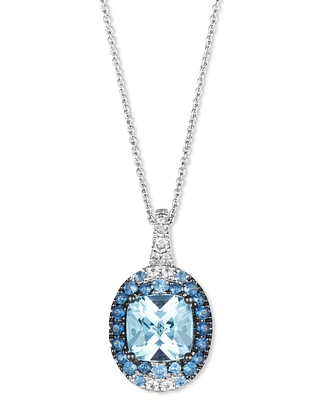 Le Vian Multi-Gemstone (3-1/20 ct. t.w.) & Nude Diamond (1/20 ct. t.w.) Halo Adjustable 20" Pendant Necklace in 14k White Gold