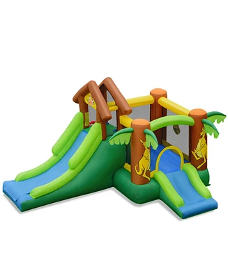 Costway Kids Inflatable Jungle Bounce House Dual Slide Jumping Castle Bouncer