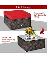 5PCS Outdoor Patio Rattan Furniture Set Sectional Conversation
