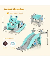 4-in-1 Rocking Horse & Slide Set Toddler Slide Toy w/ Basketball Hoop
