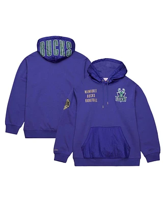 Mitchell & Ness Men's Purple Milwaukee Bucks Team Og 2.0 Vintage Logo Fleece Pullover Hoodie