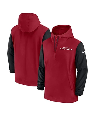 Nike Men's Cardinal/Black Arizona Cardinals 2024/25 Sideline Pre-Game Player 1/2-Zip Hoodie Jacket