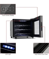 Wine Cooler Refrigerator, 12 Bottle Wine Fridge Small, Countertop Wine Cooler with Digital Temperature Control, Mini Freestanding Wine Cellars Glass D