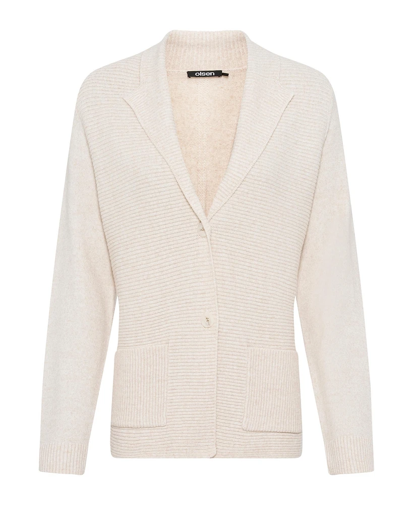 Olsen Women's Melange Rib Knit Button Cardigan