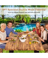 Givimo Patented 70 Inch Dining Table Set with Seats and Umbrella Hole
