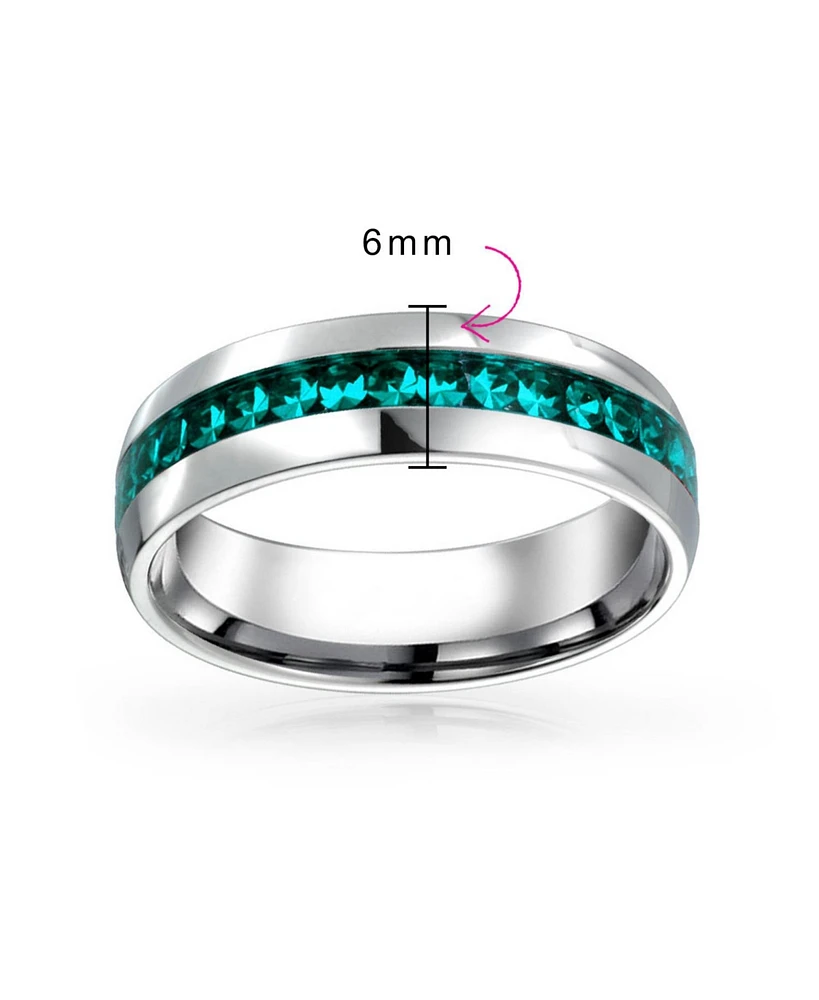 Bling Jewelry Channel Set Crystal Eternity Band Ring Stainless Steel 6MM