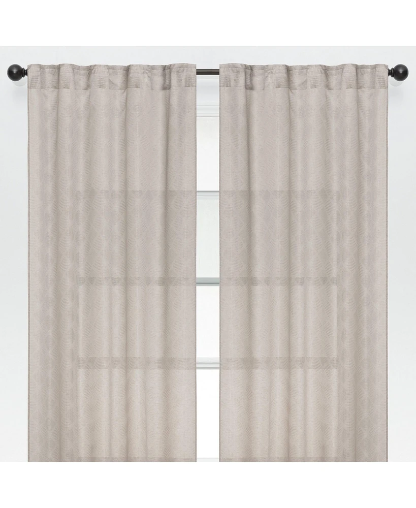 Chanasya Premium 2-Panel Diamond Textured Semi Sheer Curtain Panels - 3-in-1 Back Tab, Rod Pocket