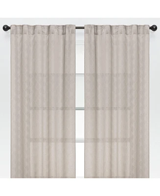 Chanasya Premium 2-Panel Diamond Textured Semi Sheer Curtain Panels - 3-in-1 Back Tab, Rod Pocket