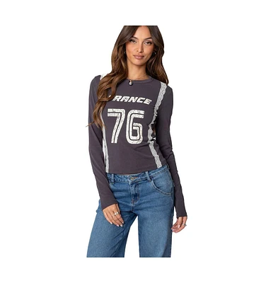 Edikted Womens Frenchy Long Sleeve T Shirt