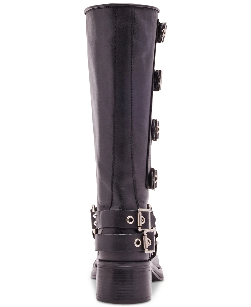 Steve Madden Women's Rocky Knee-High Buckled Moto Boots