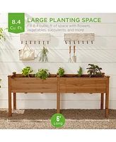 Best Choice Products 72x23x30in Raised Garden Bed, Elevated Wood Planter Box for Patio w/ Divider Panel