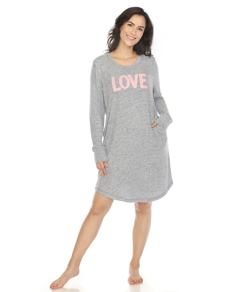White Mark Women's Long Sleeve Sleepshirt