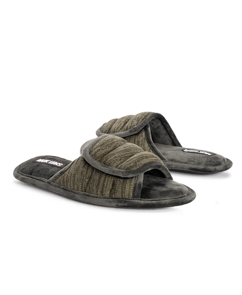 Muk Luks Men's Maverick Slide Slippers, Ebony/Charcoal, S (8-9)