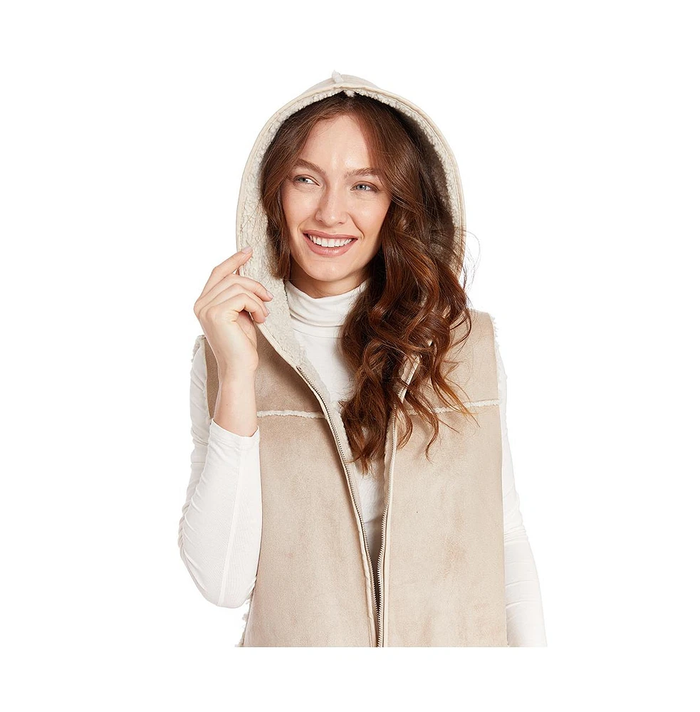 Frye Women's Kourtney Faux Shearling Hooded Vest