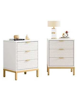 Tribesigns 3-Drawer Nightstand Set of 2, 25.8" Tall Modern Bedside Table, Large Side End Table with Storage Drawers for Bedroom