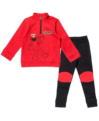 Sesame Street Baby Boys Elmo Fleece Half Zip Sweatshirt and Pants Set