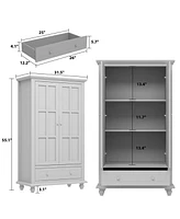 Famapy Brown Wooden Standard Bookcase with 3-Tier Shelves and Drawer