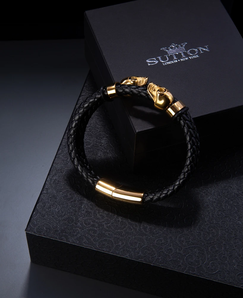 Rhona Sutton Gold Reaper Leather Stainless Steel Bracelet