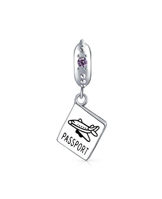 Bling Jewelry Oxidized .925 Sterling Silver Traveler Vacation Passport Dangle Charm Bead
