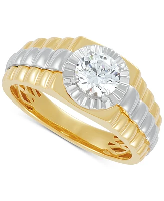 Grown With Love Men's Lab Diamond Solitaire Ring (1 ct. t.w.) 10k Two-Tone Gold