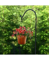 Ashman 92 Inch Shepherd's Hook Premium Metal Garden Plant Hanger, Black (3 Pack