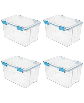 Sterilite 54 Quart Gasket Box, Stackable Storage Bin with Latching Lid, 4 Pack
