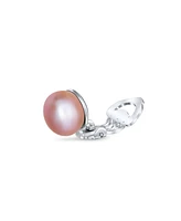 Bling Jewelry Button Style Freshwater Cultured Pearl Clip On Ball Stud Earrings Sterling Silver Non Pierced Ears