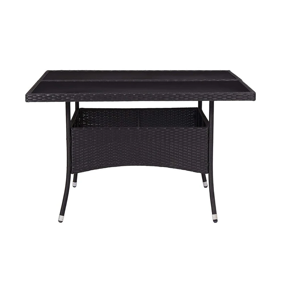 vidaXL Patio Dining Table Black Poly Rattan and Glass