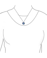 Bling Jewelry Turkish Blue Pave Cz Spiritual Protection Amulet Evil Eye Round Circle Pendant Station Necklace .925 Sterling Silver