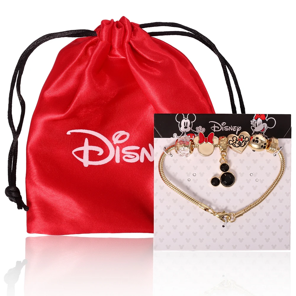 Disney Minnie Mouse Fashion 7" Charm Bracelet with Heart, Bow, and Crystal Beads