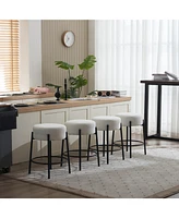 Set of 2 Round 24" Tall Bar Stools for Kitchen Counter or Home Bar