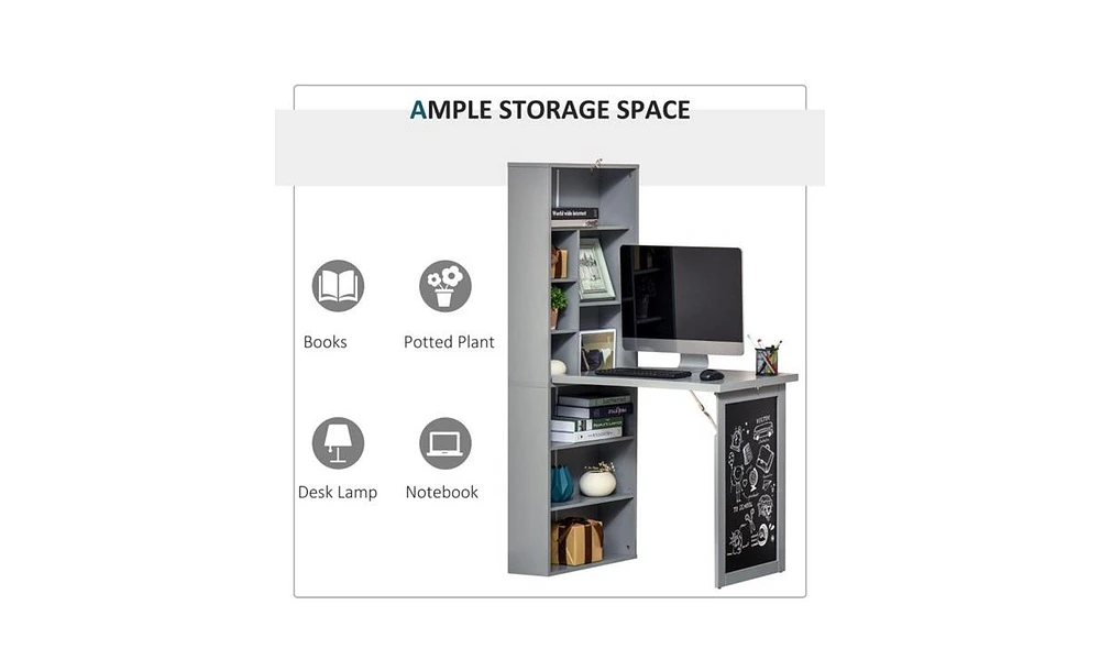 Slickblue Grey Wall Mount Desk Cabinet – Space-Saving and Stylish