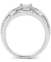 Diamond Round & Baguette Crossover Wide Statement Ring (1-3/4 ct. t.w.) in 14k White Gold