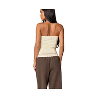 Edikted Womens Fifi Gathered Strapless Top