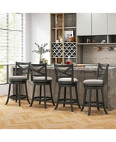 Swivel Bar Stools Set of Counter Height Chairs with Hollow Back Soft-padded Seat