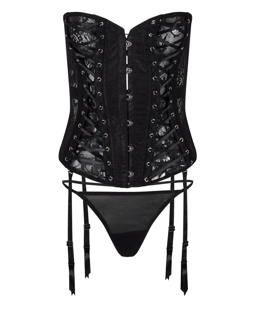Adore Me Women's Nikita Unlined Boned Corset & G-string Set