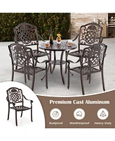 Pcs Patio Cast Aluminum Chairs Outdoor Metal Armchairs with Ergonomic Curved Seat