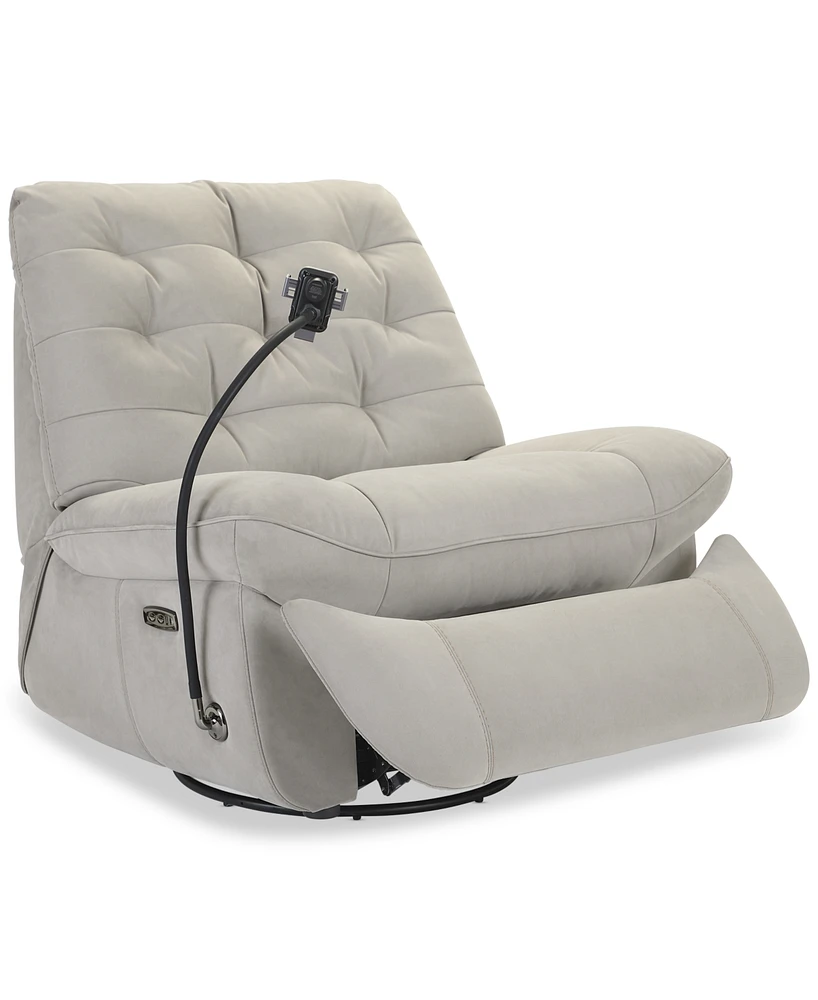 Bovell Fabric Power Swivel Glide Recliner, Created for Macy's