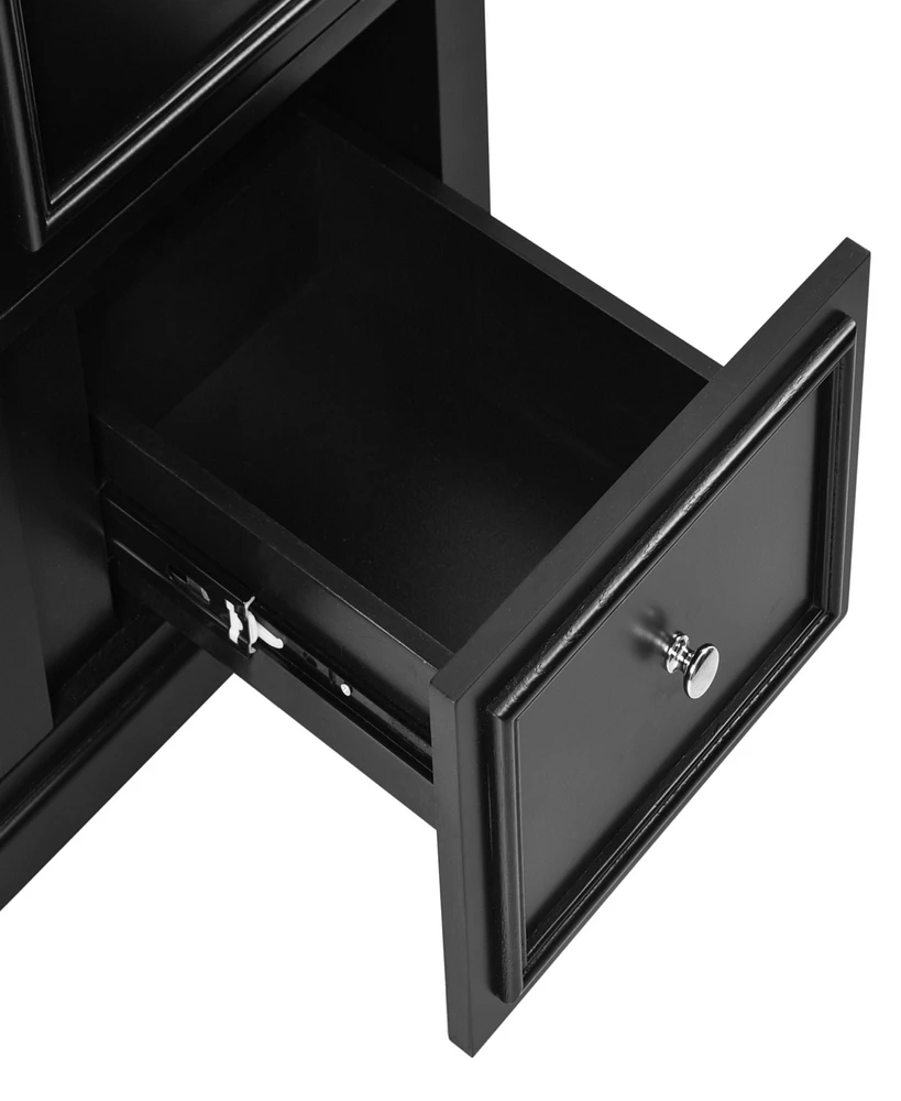 30-Inch bathroom vanity cabinet with ceramic basin, 3 drawers and adjustable shelves