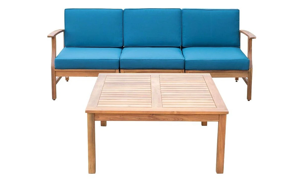 Perla 3 Seater Sofa And Table Set, Blue