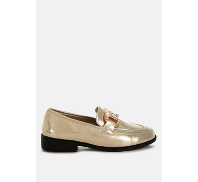 Dendron Diamante Horsebit Metallic Loafers