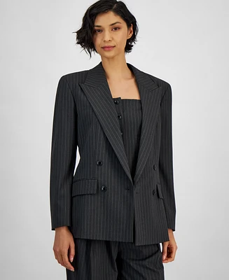Hugo Women's Pinestriped Peak-Lapel Double-Breasted Blazer